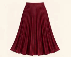 Illustrative burgundy skirt; linked product is a Rocorose sweater dress